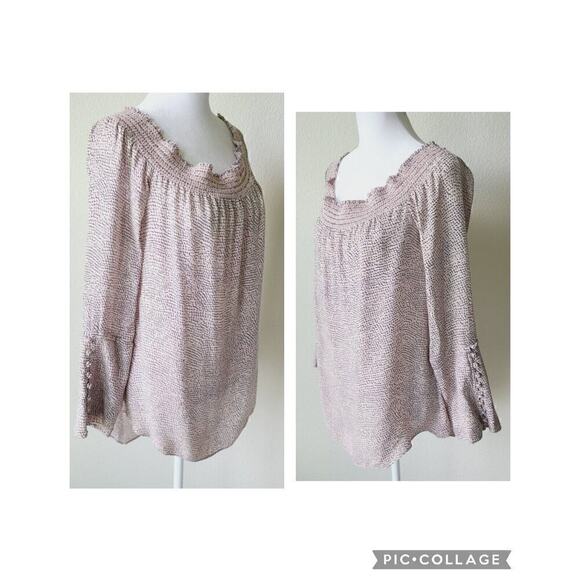 Derek Lam 10 Crosby Blouse Sz 8 Button Sleeve 100% Silk Whimsy Cottagecore Pink - Picture 4 of 11